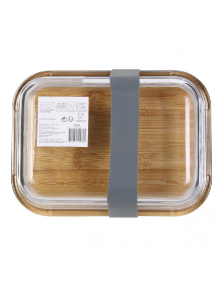 INTESI LUNCH BOX SZKLANY Z BAMBUSOWĄ PRZYKRYWKĄ  I SZTUĆCAMI