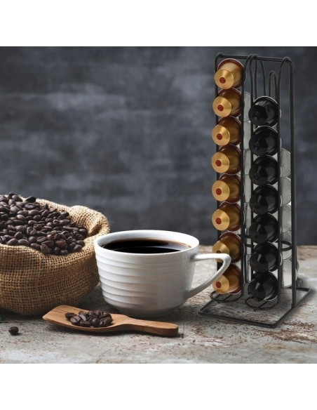 INTESI STOJAK NA KAPSUŁKI DO KAWY NESPRESSO      METALOWY CZARNY