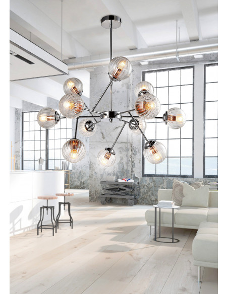 CANDELLUX BEST LAMPA WISZĄCA 12X40W E14 CHROM+MIEDŹ 30-64806