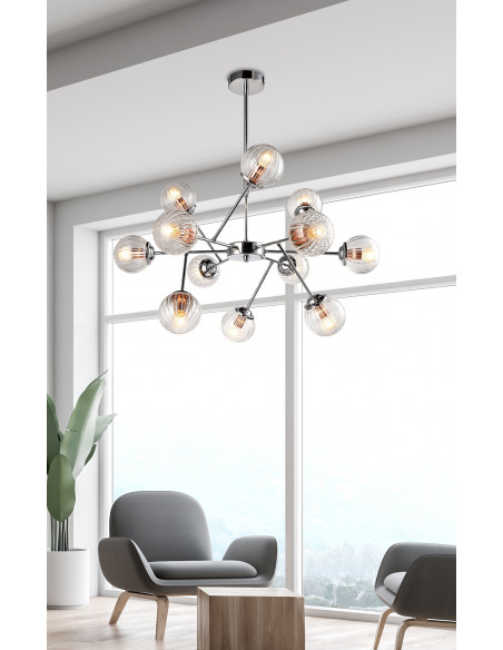 CANDELLUX BEST LAMPA WISZĄCA 12X40W E14 CHROM+MIEDŹ 30-64806