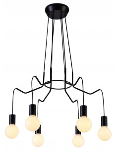 CANDELLUX BASSO LAMPA WISZĄCA 6X40W E27 CZARNY MATOWY 36-71033