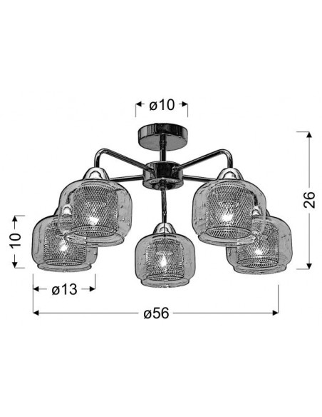 CANDELLUX RAY LAMPA SUFITOWA 5X40W E14 CHROM 35-67104