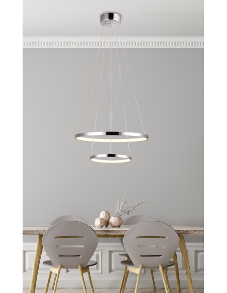 CANDELLUX LUNE LAMPA WISZĄCA 50 OKRĄGŁY PODWÓJNY 40W LED 4000K CHROM 32-64769