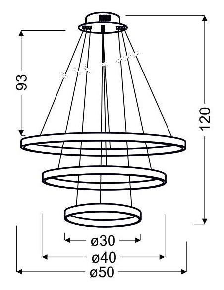 CANDELLUX LUNE LAMPA WISZĄCA 50 OKRĄGŁY POTRÓJNY 60W LED 4000K CHROM 33-64738