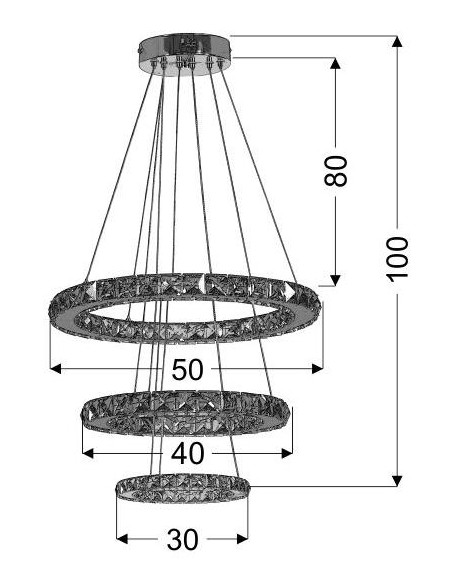 CANDELLUX LORDS LAMPA WISZĄCA 50 OKRĄGŁY POTRÓJNY 48W LED RGB CHROM Z PILOTEM 33-63090