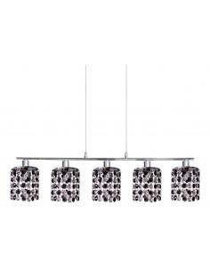 CANDELLUX ROYAL LAMPA WISZĄCA 5X40W G9 CHROM+KRYSZTAŁKI CZARNE 35-35724