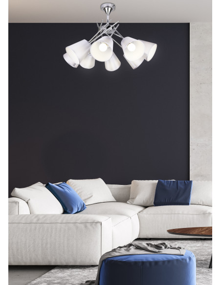 CANDELLUX VOX LAMPA WISZĄCA 8X40W E14 CHROM Z ABAŻUREM 38-70647