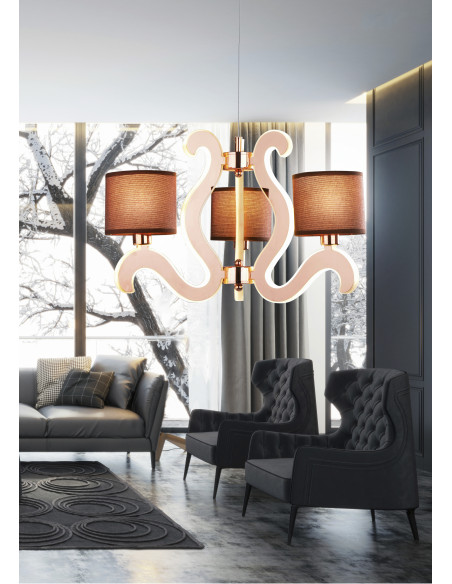 CANDELLUX AMBROSIA 3 LAMPA WISZĄCA 3X40W E14 + 18,4W LED MIEDZIANY 33-33888