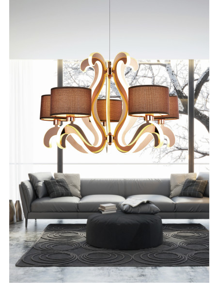 CANDELLUX AMBROSIA 3 LAMPA WISZĄCA 5X40W E14 + 43,4W LED MIEDZIANY 35-33918