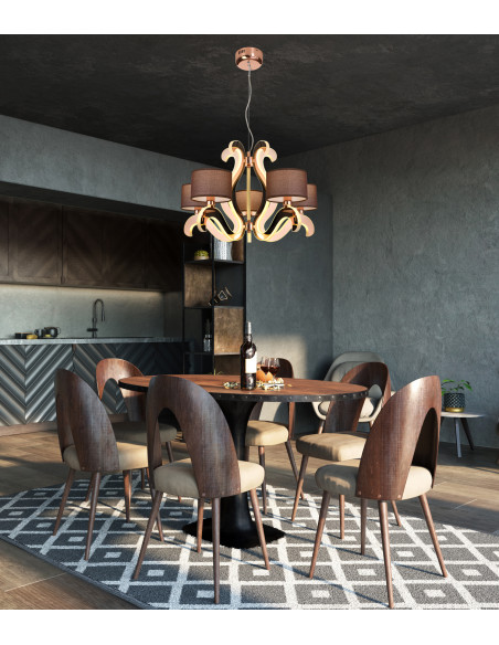 CANDELLUX AMBROSIA 3 LAMPA WISZĄCA 5X40W E14 + 43,4W LED MIEDZIANY 35-33918