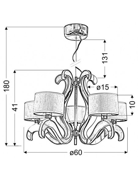 CANDELLUX AMBROSIA 3 LAMPA WISZĄCA 5X40W E14 + 43,4W LED MIEDZIANY 35-33918