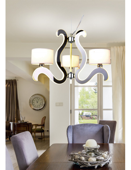 CANDELLUX AMBROSIA 1 LAMPA WISZĄCA 3X40W E14 + 18,4W LED CHROM 33-33895