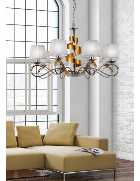 CANDELLUX DENIS LAMPA WISZĄCA 8X40W E14 CHROM/ZŁOTY 38-23469