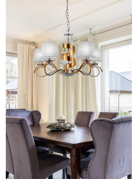 CANDELLUX DENIS LAMPA WISZĄCA 5X40W E14 CHROM/ZŁOTY 35-23445