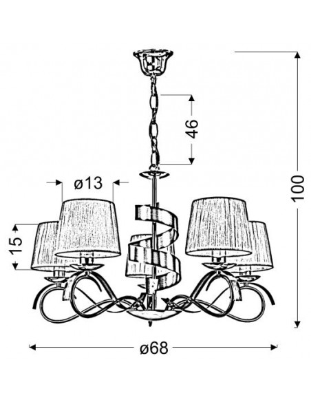 CANDELLUX DENIS LAMPA WISZĄCA 5X40W E14 CHROM/ZŁOTY 35-23445