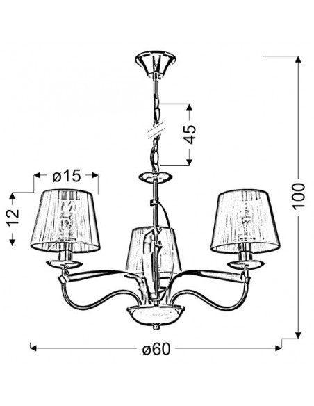 CANDELLUX DIVA LAMPA WISZĄCA 3X40W E14 CHROM/ZŁOTY 33-55057