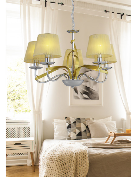 CANDELLUX DIVA LAMPA WISZĄCA 5X40W E14 CHROM/ZŁOTY 35-55064