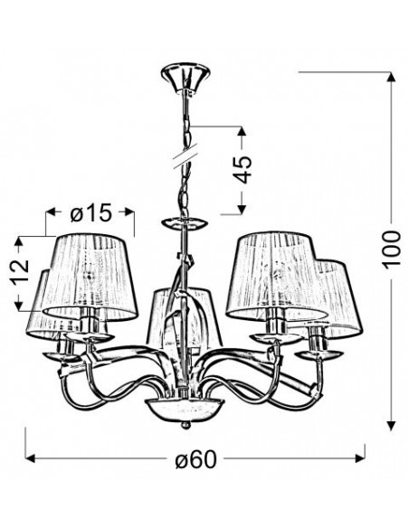 CANDELLUX DIVA LAMPA WISZĄCA 5X40W E14 CHROM/ZŁOTY 35-55064