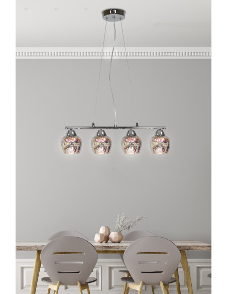 CANDELLUX SIRIUS LAMPA WISZĄCA 4X60W E27 CHROM 3D 34-59628