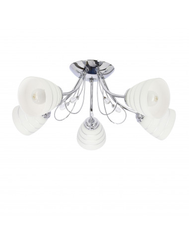 CANDELLUX SIMPLI LAMPA WISZĄCA 5*40W E27  CHROM  Z KRYSZTAŁKIEM+KLOSZ Z PASKIEM 35-63854