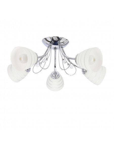 CANDELLUX SIMPLI LAMPA WISZĄCA 5*40W E27  CHROM  Z KRYSZTAŁKIEM+KLOSZ Z PASKIEM 35-63854