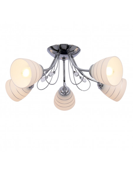 CANDELLUX SIMPLI LAMPA WISZĄCA 5*40W E27  CHROM  Z KRYSZTAŁKIEM+KLOSZ Z PASKIEM 35-63854
