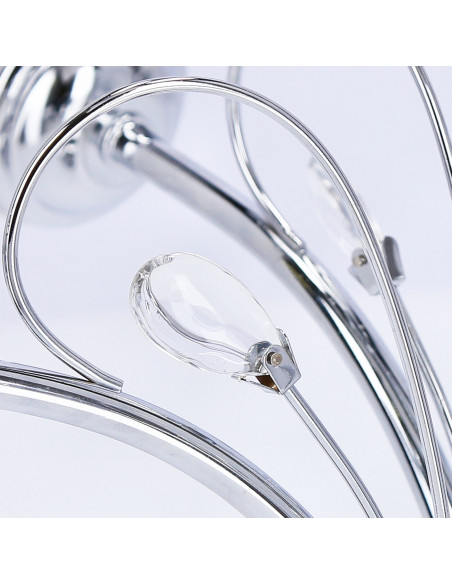 CANDELLUX SIMPLI LAMPA WISZĄCA 5*40W E27  CHROM  Z KRYSZTAŁKIEM+KLOSZ Z PASKIEM 35-63854