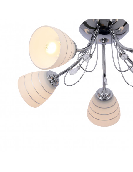 CANDELLUX SIMPLI LAMPA WISZĄCA 5*40W E27  CHROM  Z KRYSZTAŁKIEM+KLOSZ Z PASKIEM 35-63854
