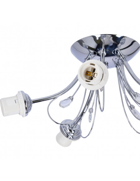 CANDELLUX SIMPLI LAMPA WISZĄCA 5*40W E27  CHROM  Z KRYSZTAŁKIEM+KLOSZ Z PASKIEM 35-63854