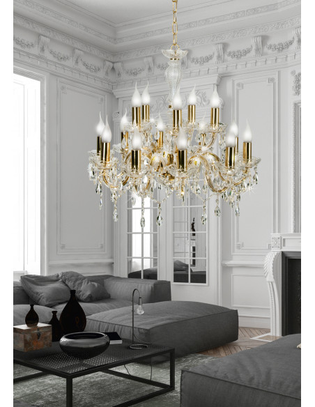 CANDELLUX MARIA TERESA LAMPA WISZĄCA 15X40W E14 ZŁOTY 30-95810