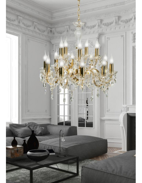 CANDELLUX MARIA TERESA LAMPA WISZĄCA 15X40W E14 ZŁOTY 30-95810