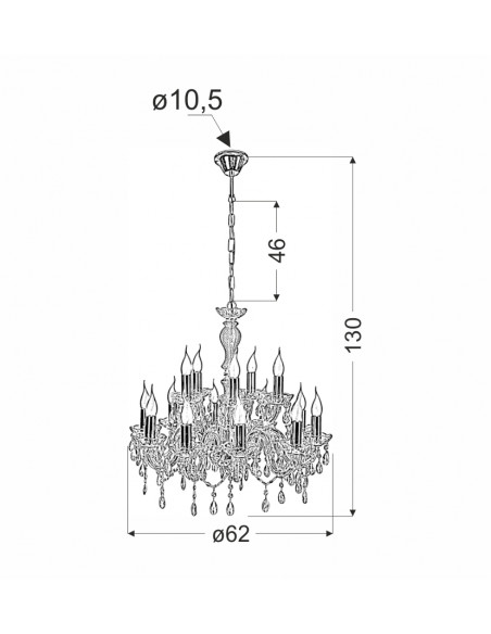 CANDELLUX MARIA TERESA LAMPA WISZĄCA 15X40W E14 ZŁOTY 30-95810