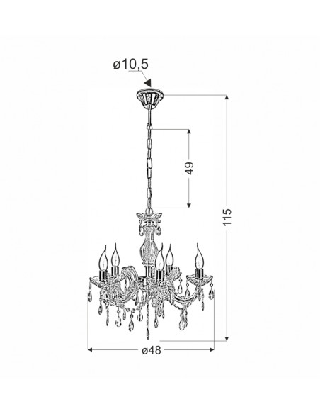CANDELLUX MARIA TERESA LAMPA WISZĄCA 5X40W E14 ZŁOTY 35-94646