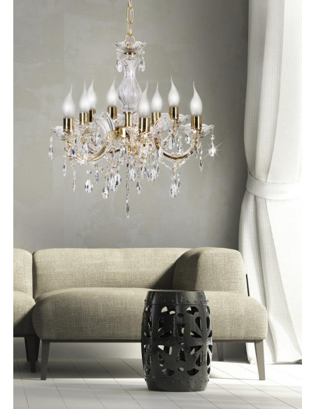 CANDELLUX MARIA TERESA LAMPA WISZĄCA 8X40W E14 ZŁOTY 38-94653