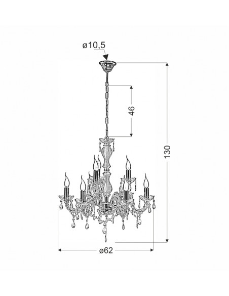 CANDELLUX MARIA TERESA LAMPA WISZĄCA 8X40W E14 ZŁOTY 38-94653