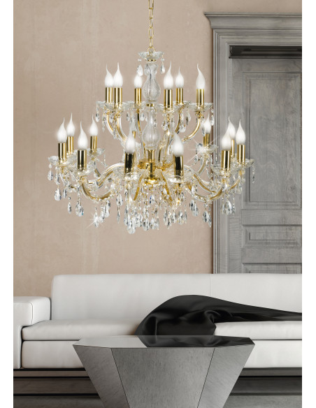 CANDELLUX MARIA TERESA LAMPA WISZĄCA 18X40W E14 ZŁOTY 30-94615