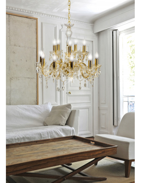 CANDELLUX MARIA TERESA LAMPA WISZĄCA 12X40W E14 ZŁOTY 30-94608