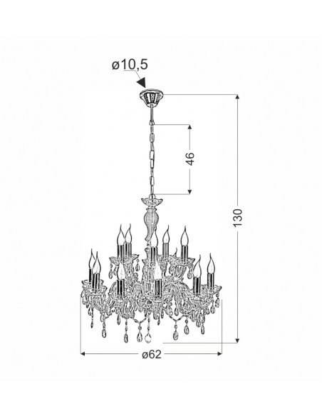 CANDELLUX MARIA TERESA LAMPA WISZĄCA 12X40W E14 ZŁOTY 30-94608