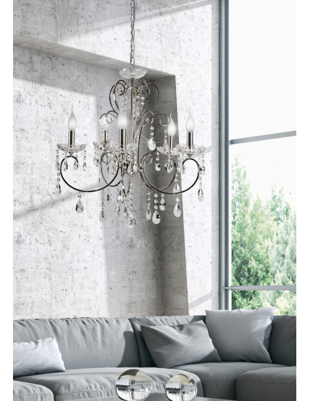 CANDELLUX AURORA LAMPA WISZĄCA 5*40W E14  CHROM 35-96152