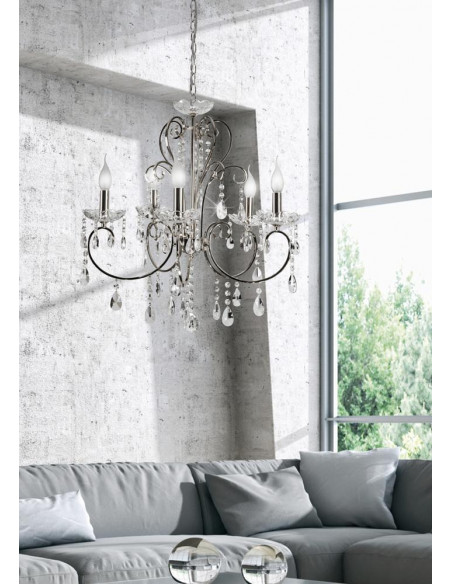 CANDELLUX AURORA LAMPA WISZĄCA 5*40W E14  CHROM 35-96152