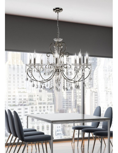 CANDELLUX AURORA LAMPA WISZĄCA 8*40W E14 CHROM 38-97579