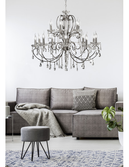 CANDELLUX AURORA LAMPA WISZĄCA 10+5 *40W E14  CHROM 30-97586