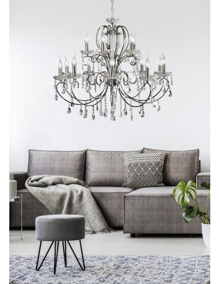 CANDELLUX AURORA LAMPA WISZĄCA 10+5 *40W E14  CHROM 30-97586
