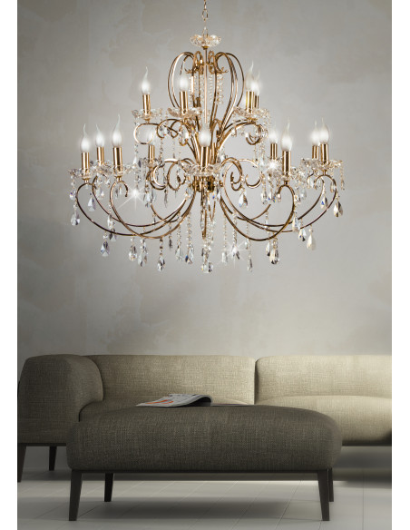 CANDELLUX AURORA LAMPA WISZĄCA 10+5*40W E14  ZŁOTO 30-99801