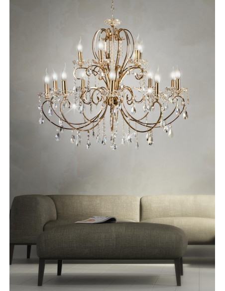 CANDELLUX AURORA LAMPA WISZĄCA 10+5*40W E14  ZŁOTO 30-99801