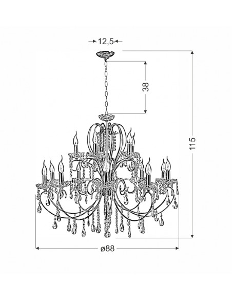 CANDELLUX AURORA LAMPA WISZĄCA 10+5*40W E14  ZŁOTO 30-99801