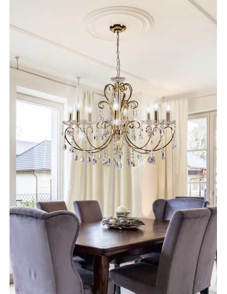 CANDELLUX AURORA LAMPA WISZĄCA 8*40W E14 ZŁOTO 38-98644