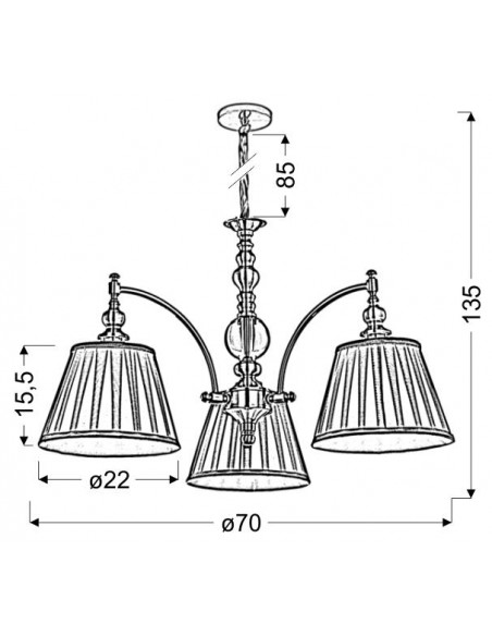 CANDELLUX AUSTIN LAMPA WISZĄCA 3X40W E14 PATYNA 33-13842