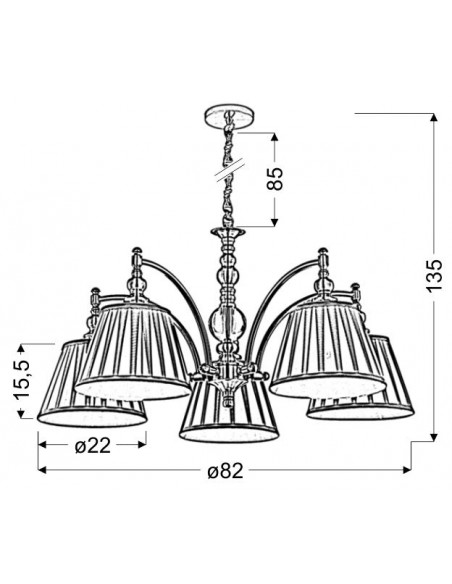 CANDELLUX AUSTIN LAMPA WISZĄCA 5X40W E14 PATYNA 35-13859
