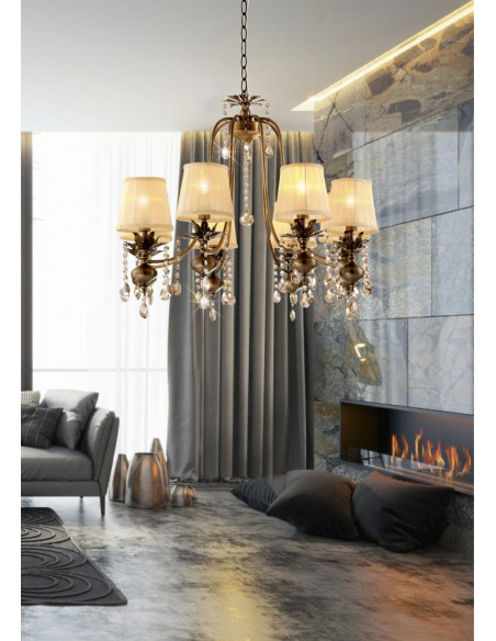 CANDELLUX ADONIS LAMPA WISZĄCA 8X40W E14 PATYNA 38-13873